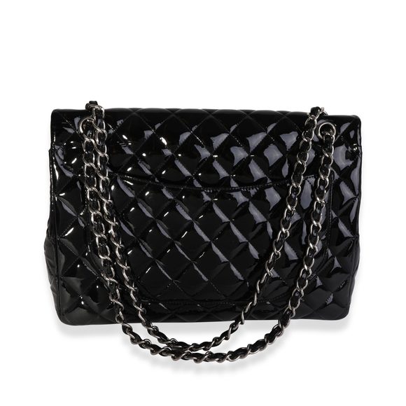 Chanel Black Quilted Patent Leather Maxi Classic Double Flap Bag - Picture 3 of 6